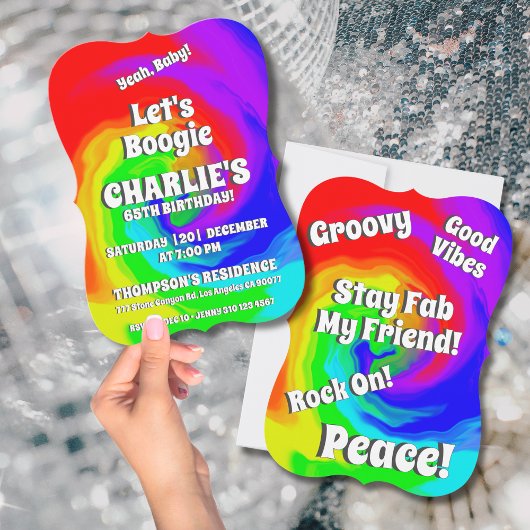 ああベビー!65誕生日鮮やか熱波スワール 招待状