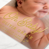 ああベビー!Script Gold Foil Photo Birth Announcement 箔招待状