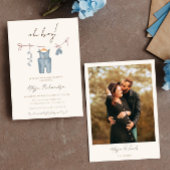 ああボーホー赤ちゃん服ブルー赤ちゃんシャワー 招待状