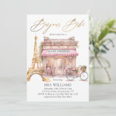 ああラ!金ゴールドフランスのパリカフェベビーシャワー 招待状 (スタンド正面)