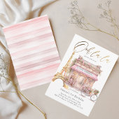 ああラ!金ゴールドフランスのパリカフェ誕生日 招待状