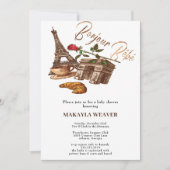 ああラ！金ゴールドフランスのパリベビーシャワー招待状 招待状 (正面)