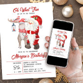 ああ何おもしろいかわいいキッズクリスマスバースデーパーティー 招待状