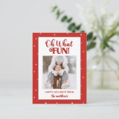 ああ何おもしろいかわいいスクリプトクリスマスフォト シーズンポストカード (スタンド正面)