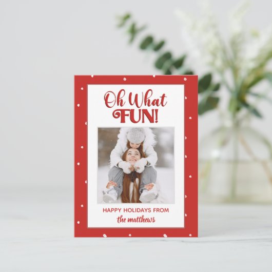 ああ何おもしろいかわいいスクリプトクリスマスフォト シーズンポストカード (スタンド正面)