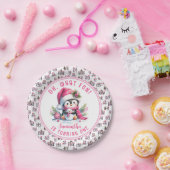 ああ何おもしろいかわいいペンギン冬の女の子1日の誕生日 ペーパープレート (パーティー)