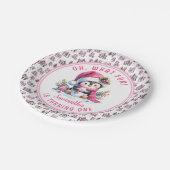 ああ何おもしろいかわいいペンギン冬の女の子1日の誕生日 ペーパープレート (アングル)