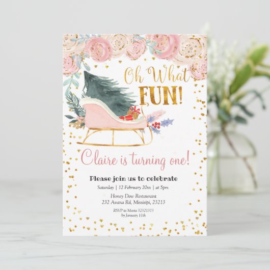 ああ何おもしろいそりガール最初の誕生日の招待 招待状 (スタンド正面)