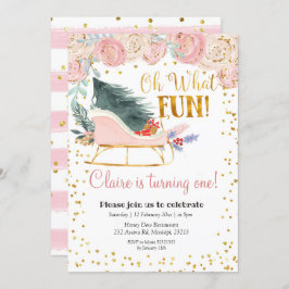 ああ何おもしろいそりガール最初の誕生日の招待 招待状