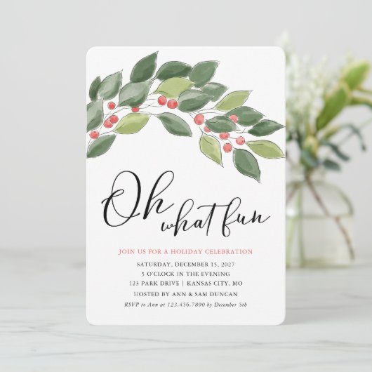 ああ何おもしろいの水の色クリスマスの葉のクリスマス 招待状 (スタンド正面)