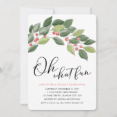 ああ何おもしろいの水の色クリスマスの葉のクリスマス 招待状 (正面)