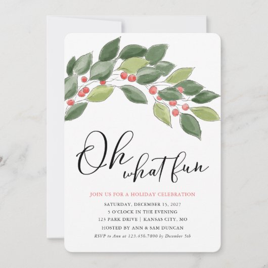 ああ何おもしろいの水の色クリスマスの葉のクリスマス 招待状 (正面)