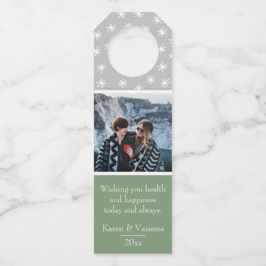 ああ何おもしろいカラーブロッククリスマスフォトボトルラベル ボトルネックタグ (裏面)