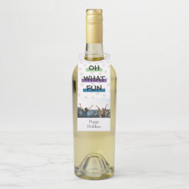 ああ何おもしろいカラーブロッククリスマスフォトボトルラベル ボトルネックタグ