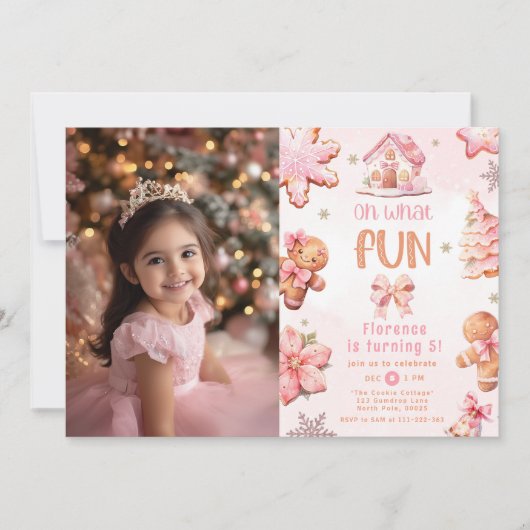 ああ何おもしろいクッキーの装飾写真誕生日 招待状 (正面)