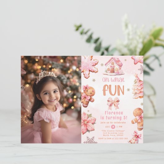 ああ何おもしろいクッキーの装飾写真誕生日 招待状 (スタンド正面)