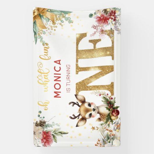 ああ何おもしろいクリスマスの最初の誕生日 横断幕 (縦)