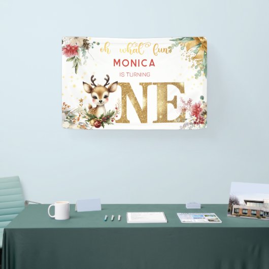 ああ何おもしろいクリスマスの最初の誕生日 横断幕 (トレードショー)