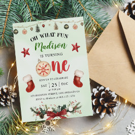 ああ何おもしろいクリスマスウィンターファースト誕生日パーティー 招待状