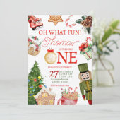 ああ何おもしろいクリスマスウィンターファースト誕生日 招待状 (スタンド正面)