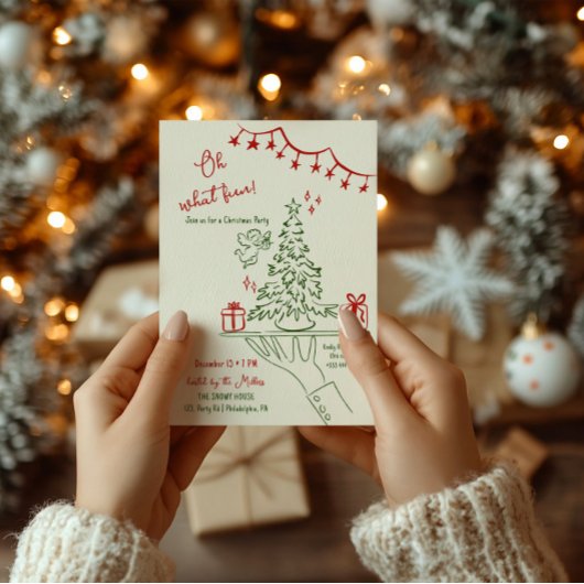 ああ何おもしろいクリスマスカクテルパーティーハンドドロー 案内状