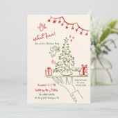 ああ何おもしろいクリスマスカクテルパーティーハンドドロー 案内状 (スタンド正面)