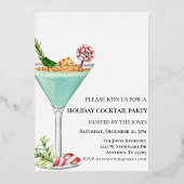 ああ何おもしろいクリスマスカクテルパーティー箔 箔招待状 (正面)