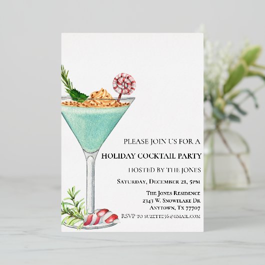 ああ何おもしろいクリスマスカクテルパーティー箔 箔招待状 (立ち正面)