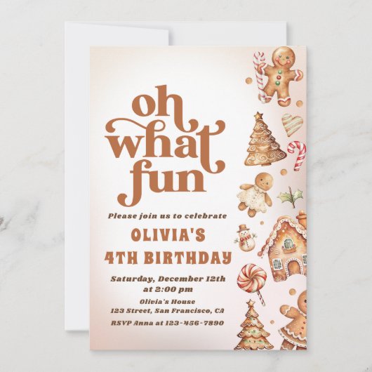 ああ何おもしろいクリスマスクッキー誕生日パーティー 招待状 (正面)
