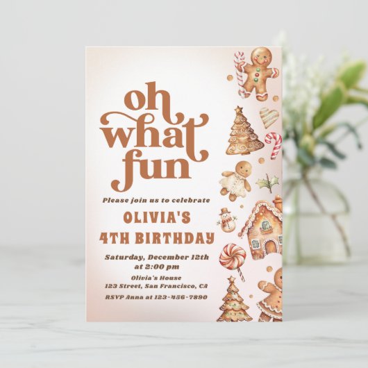 ああ何おもしろいクリスマスクッキー誕生日パーティー 招待状 (スタンド正面)
