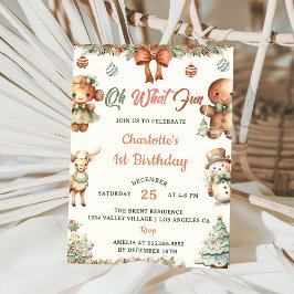 ああ何おもしろいクリスマスクッキー1st誕生日パーティー 招待状