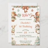 ああ何おもしろいクリスマスクッキー1st誕生日パーティー 招待状 (正面)