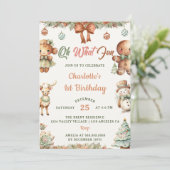 ああ何おもしろいクリスマスクッキー1st誕生日パーティー 招待状 (スタンド正面)