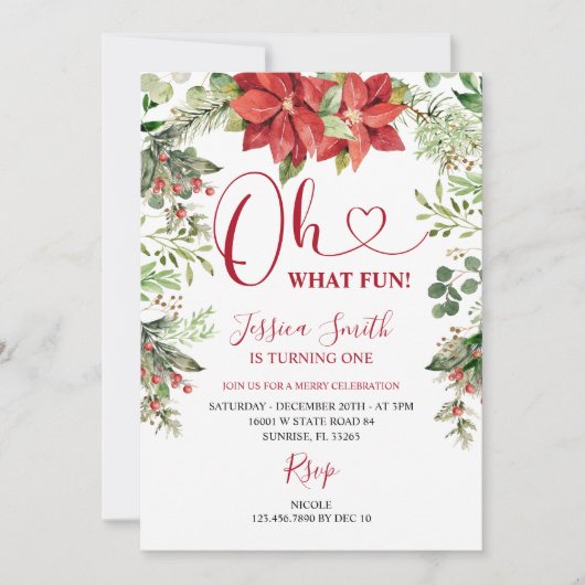 ああ何おもしろいクリスマスグリーン誕生日パーティー 招待状 (正面)