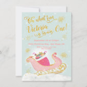 ああ何おもしろいクリスマスサンタそり誕生日パーティー 招待状 (正面)