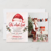ああ何おもしろいクリスマスサンタハット誕生日パーティー 招待状 (正面)