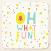 ああ何おもしろいクリスマスツリーカラフル紙吹雪ドット スクエアペーパーコースター (正面)