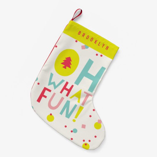 ああ何おもしろいクリスマスツリーカラフル紙吹雪ドット スモールクリスマスストッキング (正面 (吊り時))