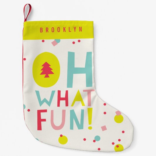 ああ何おもしろいクリスマスツリーカラフル紙吹雪ドット スモールクリスマスストッキング (正面)