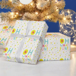 ああ何おもしろいクリスマスツリーカラフル紙吹雪ドット ラッピングペーパー