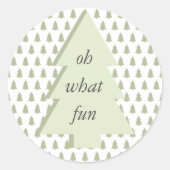 ああ何おもしろいクリスマスツリーパターンセージ緑 ラウンドシール (正面)