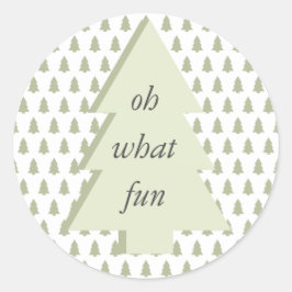 ああ何おもしろいクリスマスツリーパターンセージ緑 ラウンドシール