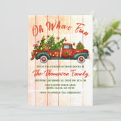 ああ何おもしろいクリスマスツリーヴィンテージレッドトラックパーティー 招待状 (スタンド正面)