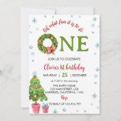 ああ何おもしろいクリスマスバースデーパーティーの招待 招待状 (正面)