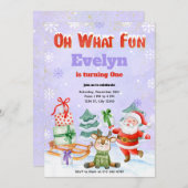 ああ何おもしろいクリスマスバースデーパーティーの招待 招待状 (正面/裏面)