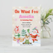 ああ何おもしろいクリスマスバースデーパーティーの招待 招待状 (スタンド正面)