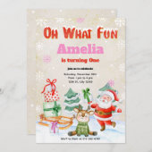 ああ何おもしろいクリスマスバースデーパーティーの招待 招待状 (正面/裏面)