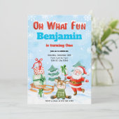 ああ何おもしろいクリスマスバースデーパーティーの招待 招待状 (スタンド正面)