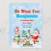 ああ何おもしろいクリスマスバースデーパーティーの招待 招待状 (正面/裏面)