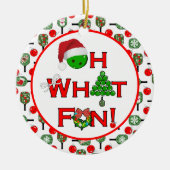 ああ何おもしろいクリスマスピックボールのパドル セラミックオーナメント (正面)